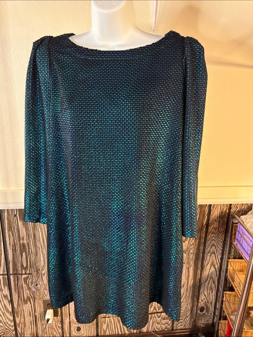 Free People Iridescent Teal-Blue Mini Dress